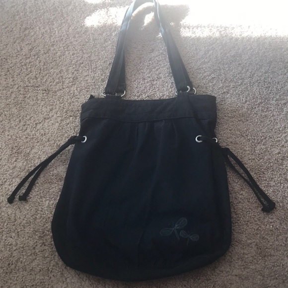 Other - Mod black canvas tote bag with butterfly decal EUC